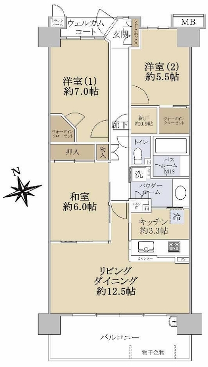 ラヴィラ府中多摩川（中河原駅・M-50069）の間取り図