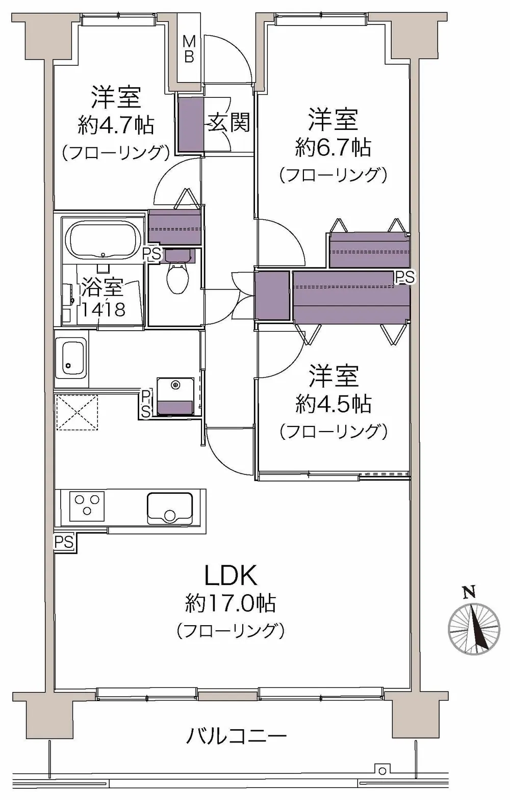 府中武蔵野台グランドハイツ（M-50155）の間取り図