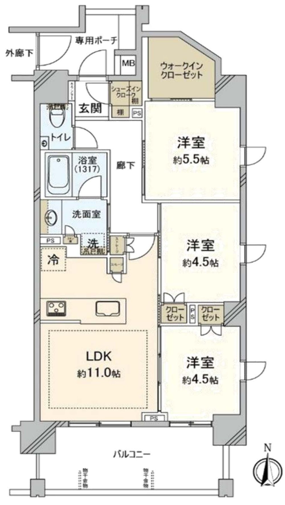 グローベル東京府中サンクチュアリ（東府中駅・M-50167）の間取り図