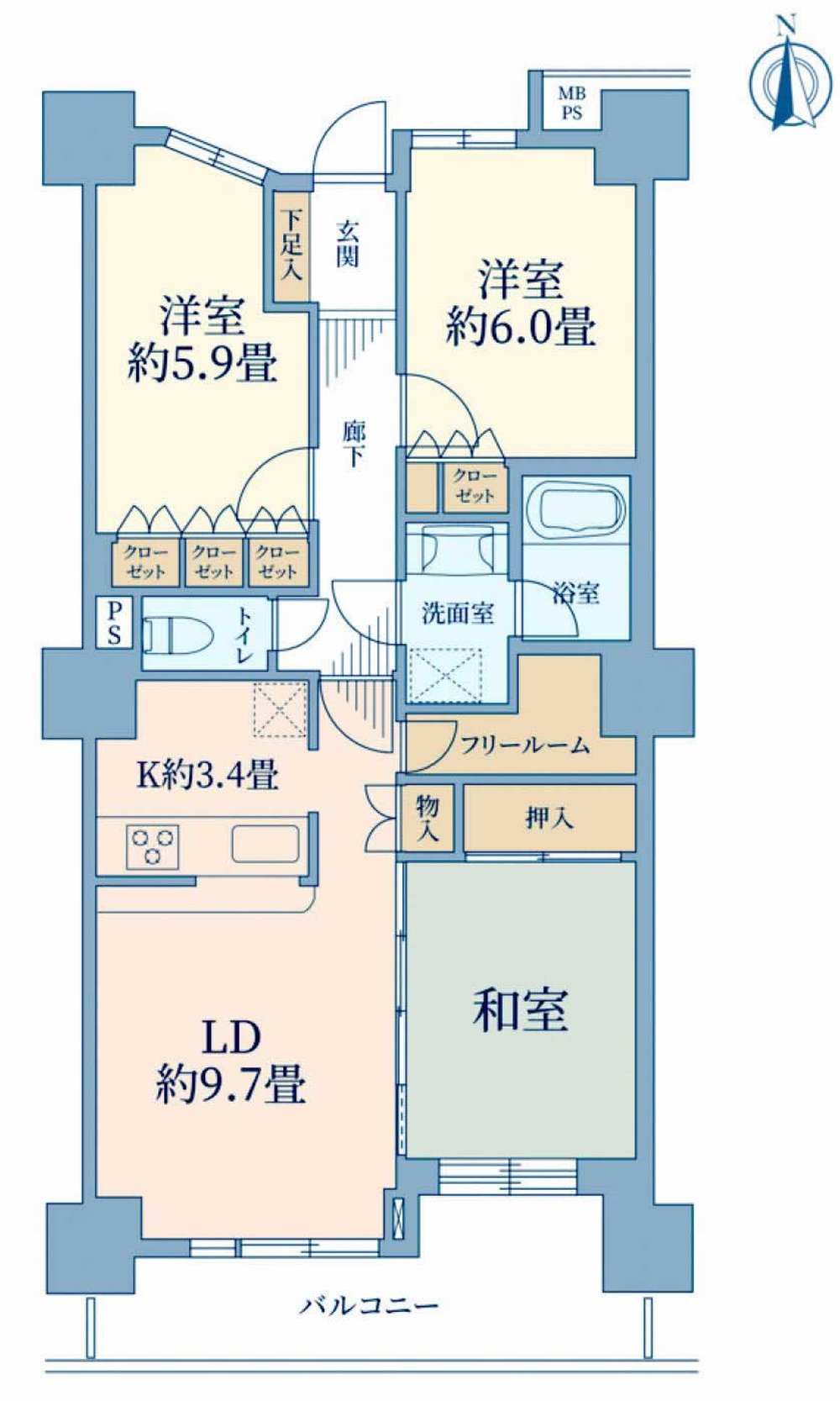 ライオンズタワー府中（M-50195）の間取り図