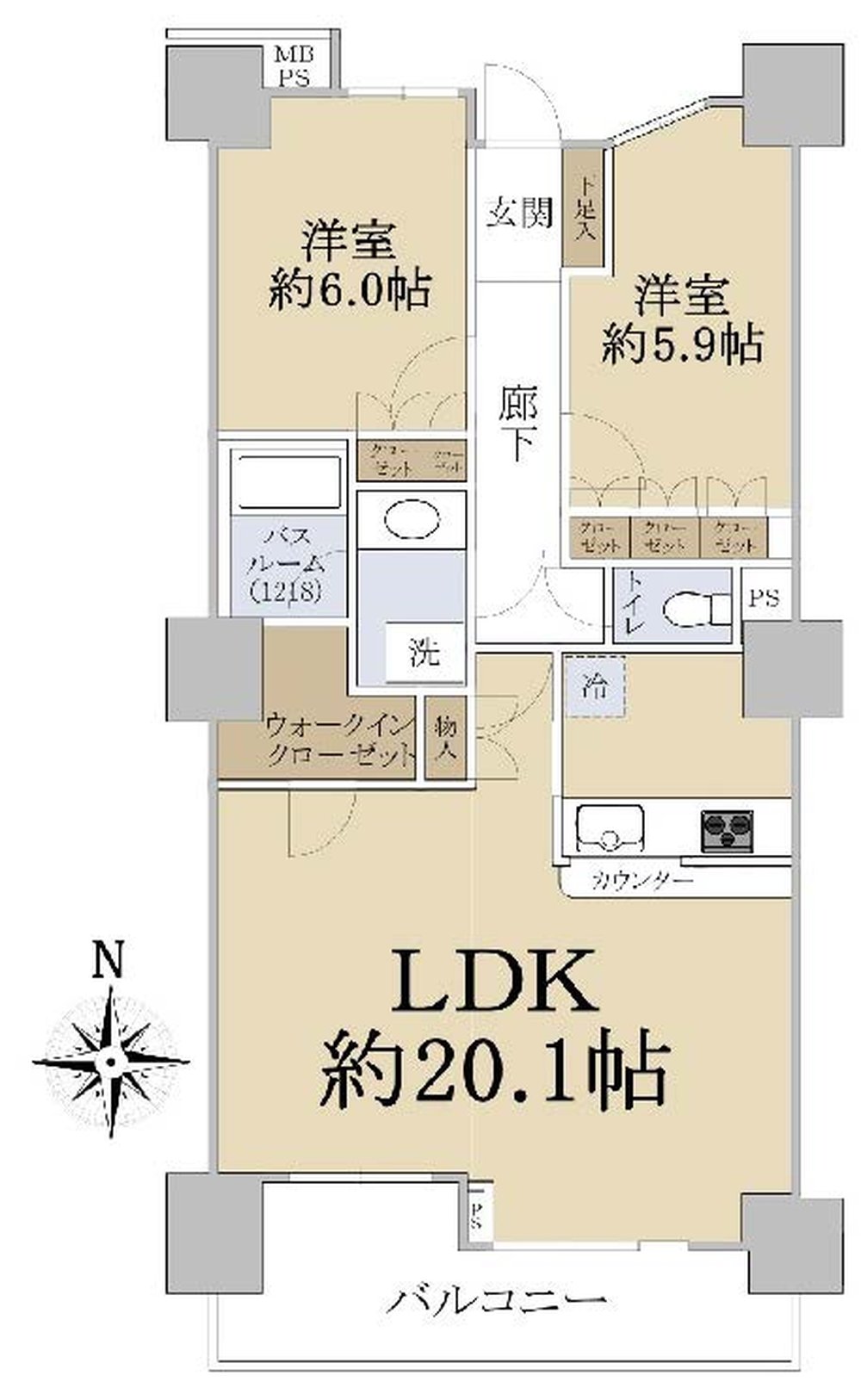 ライオンズタワー府中（M-50196）の間取り図