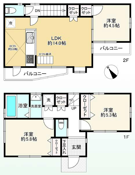 清水が丘3丁目一戸建て貸家間取り