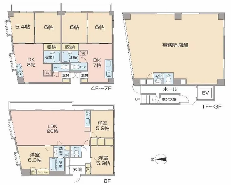 府中市若松町1丁目 一棟売マンション（東府中駅・S-3213）の間取り図