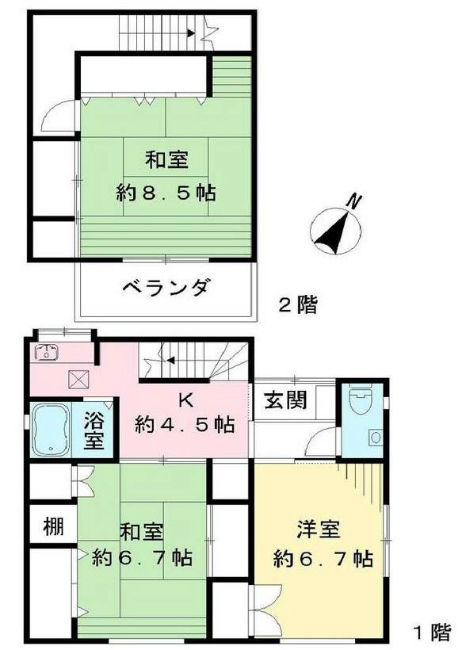 府中市紅葉丘2丁目 一戸建て貸家（多磨駅・S-3299）の間取り図