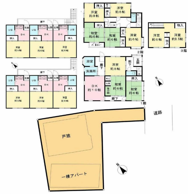 府中市天神町2丁目 一棟売アパート（府中駅・S-3301）の間取り図