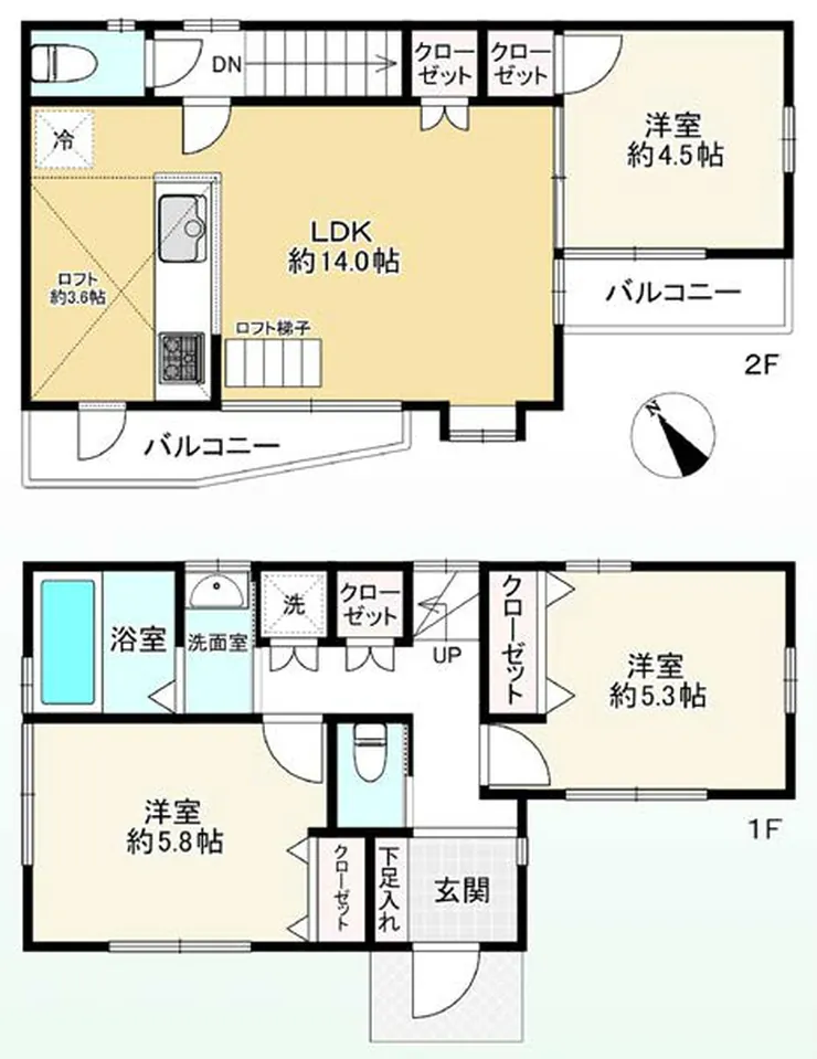 府中市清水が丘3丁目の一戸建て貸家（多磨霊園駅・S-3303）の間取り図