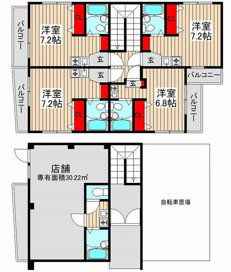 府中市浅間町2丁目の一棟売マンション（東府中駅・S-3337）の間取り図