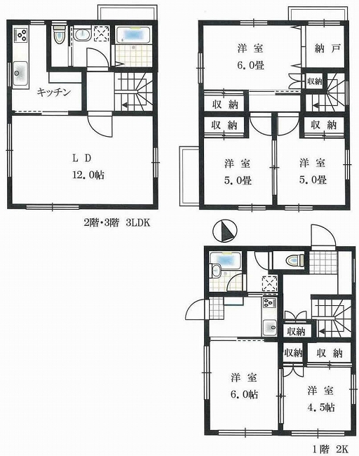 府中市住吉町5丁目 一棟売アパート（中河原駅・S-3345）の間取り図