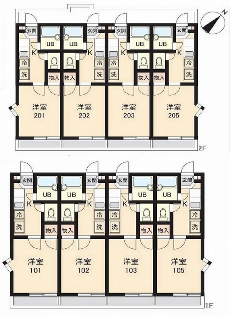 府中市南町3丁目の一棟売アパート（中河原駅・S-3350）の間取り図