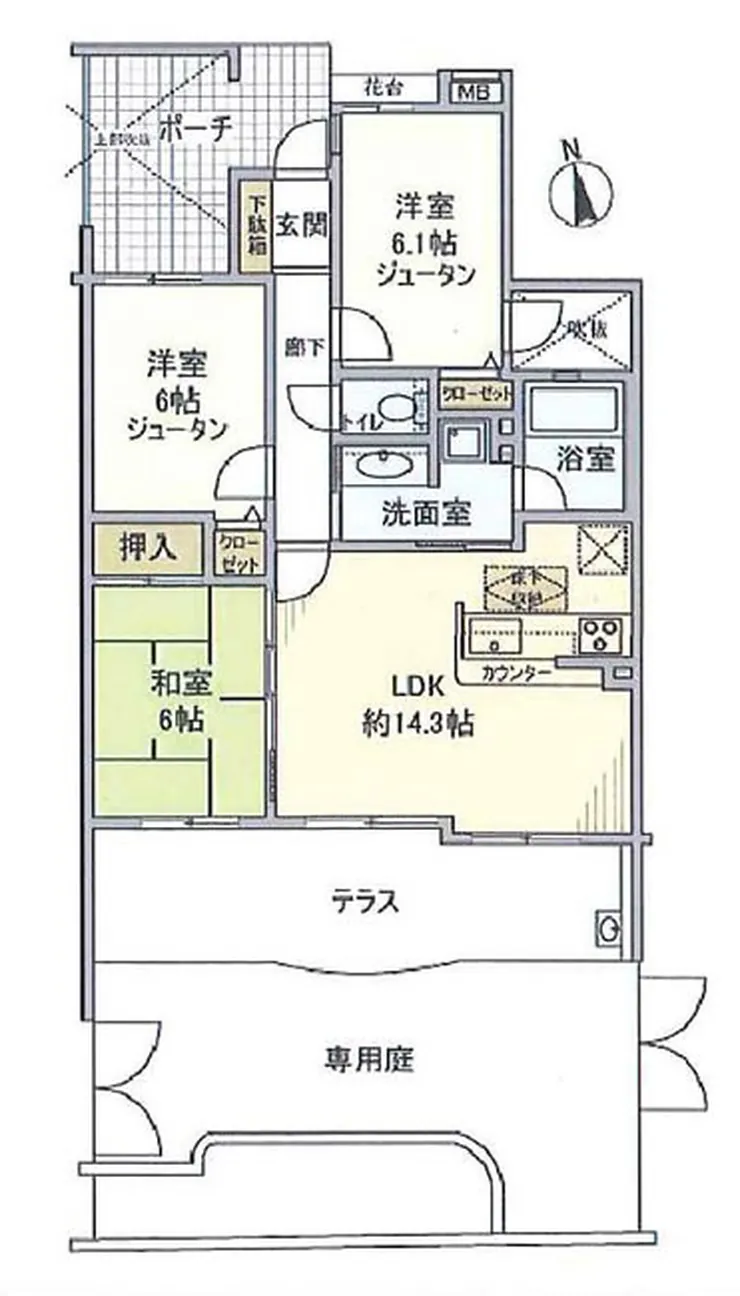 レクセルマンション武蔵野台（T3-1078）の間取り図