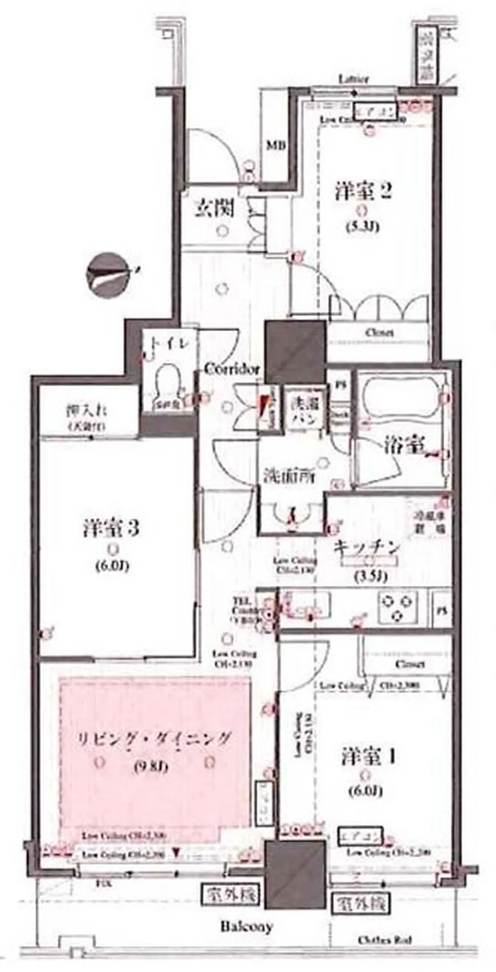 グランタワー府中ラアヴェニュー（T3-1920）の間取り図