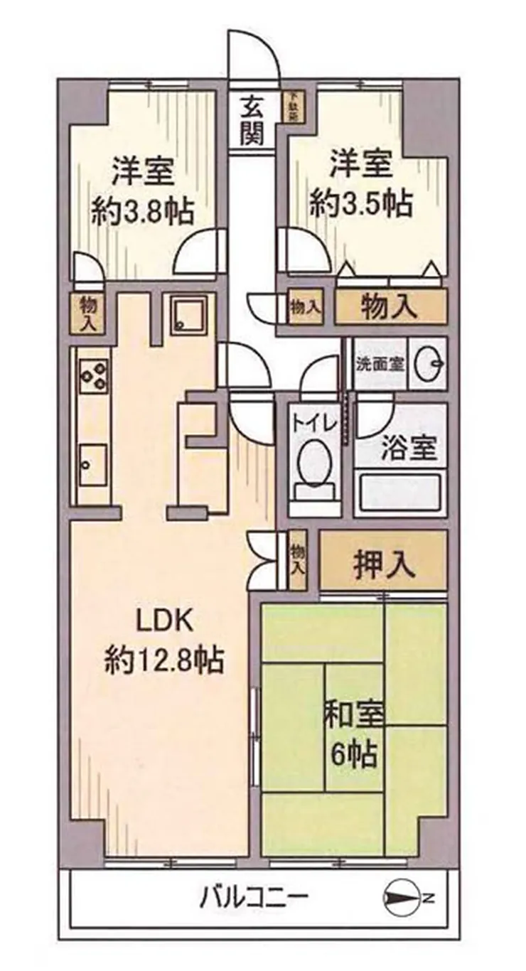クレール府中（分倍河原駅・T3-2802）の間取り図