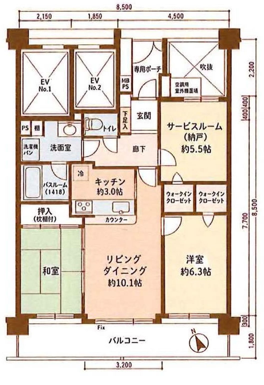ライオンズガーデン武蔵野台（T2-2808）の間取り図