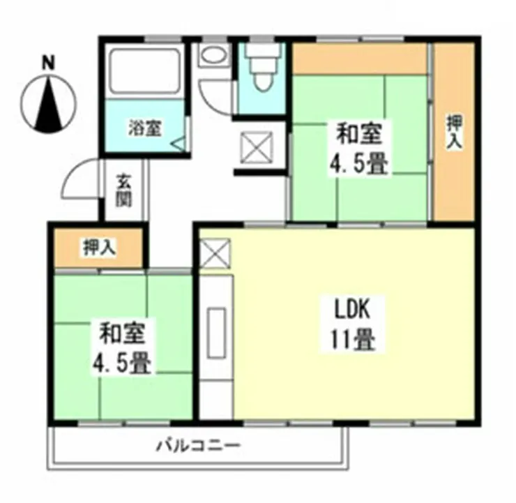 車返団地1街区（武蔵野台駅・T2-2907）の間取り図