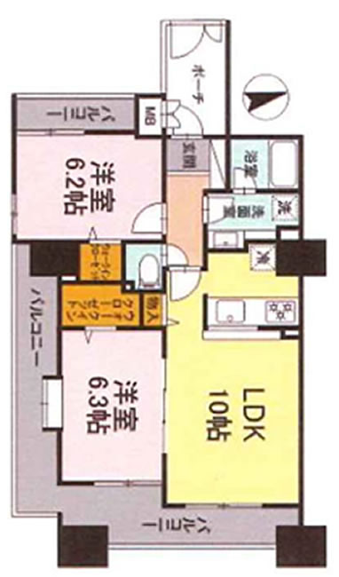 フルーリー府中（T2-405）の間取り図