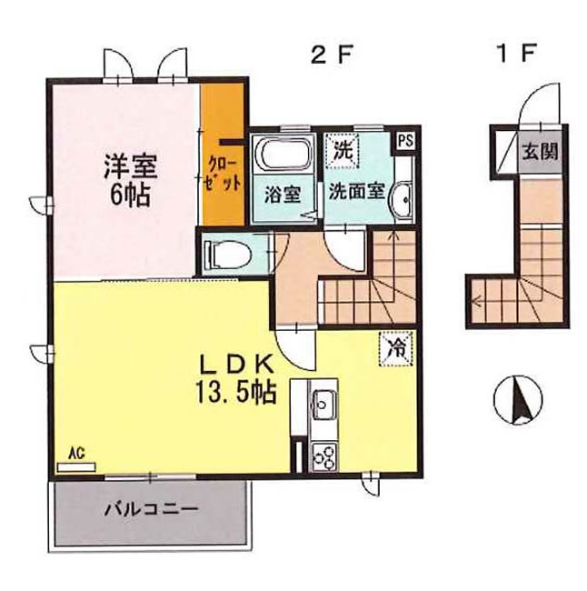 ソレアードB(若松町1)の間取り