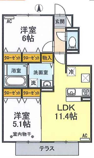 プリマヴェーラⅡ棟の間取り