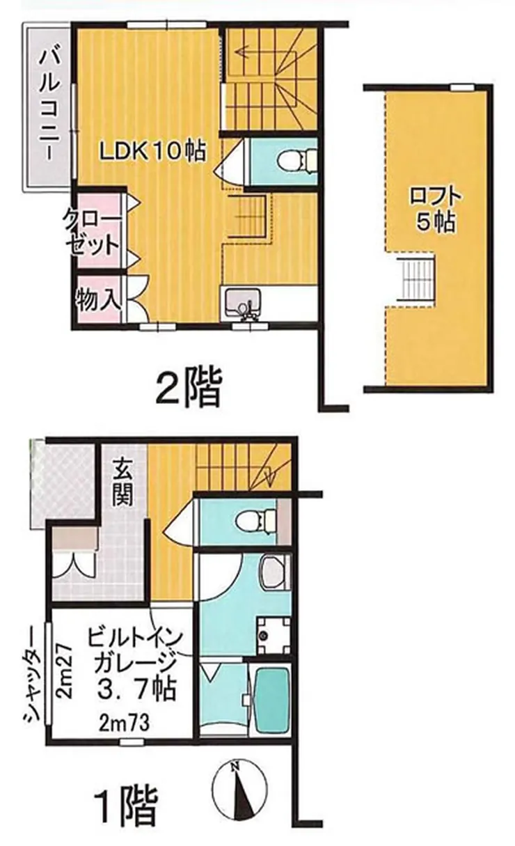 バイクガレージハウスICI（中河原駅・T1-5098）の間取り図
