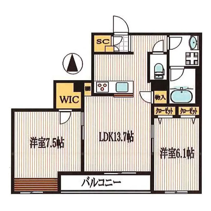 ホクレア府中（中河原駅・T3-5444）の間取り図