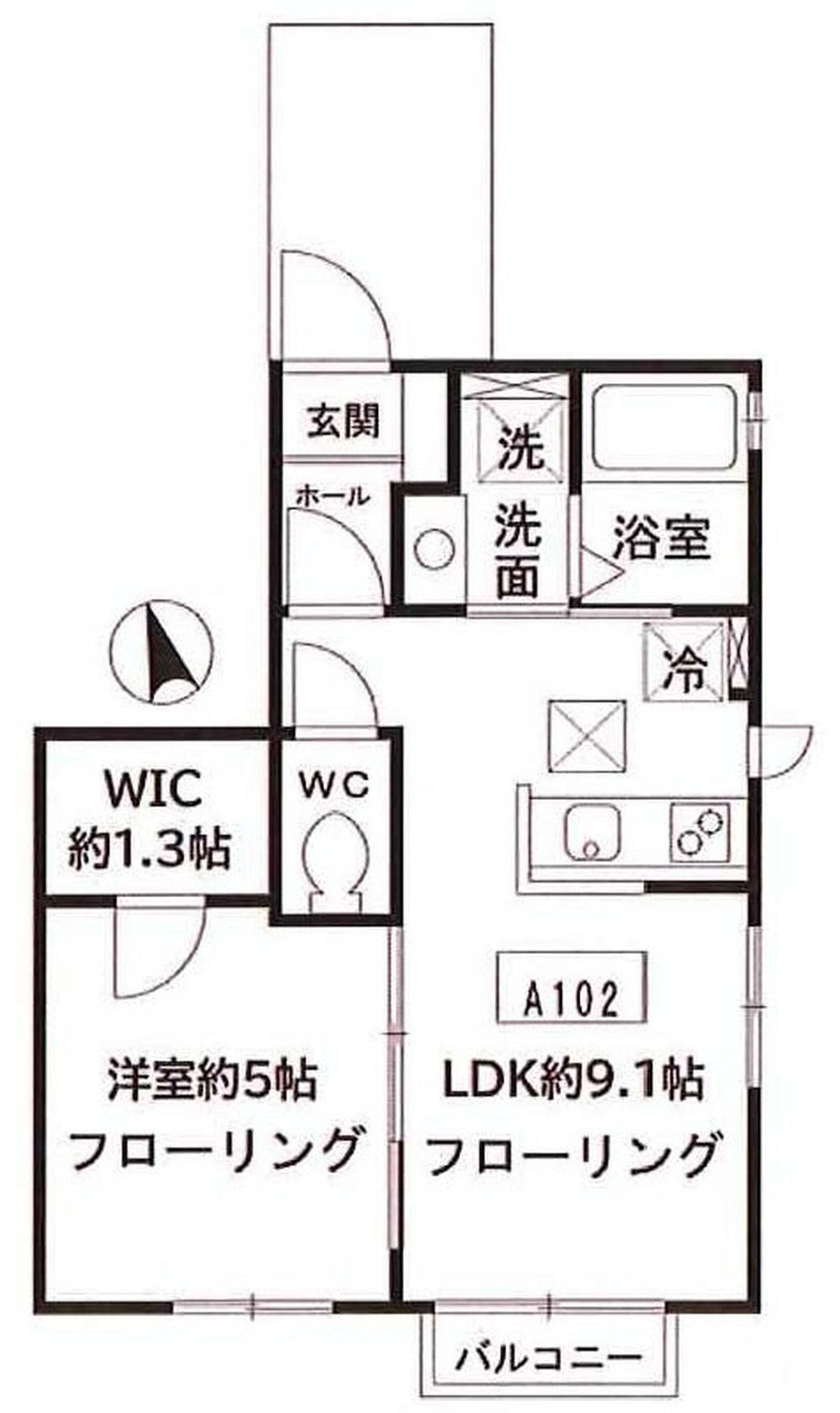フラッツリバーサイド（中河原駅・T1-5574）の間取り図
