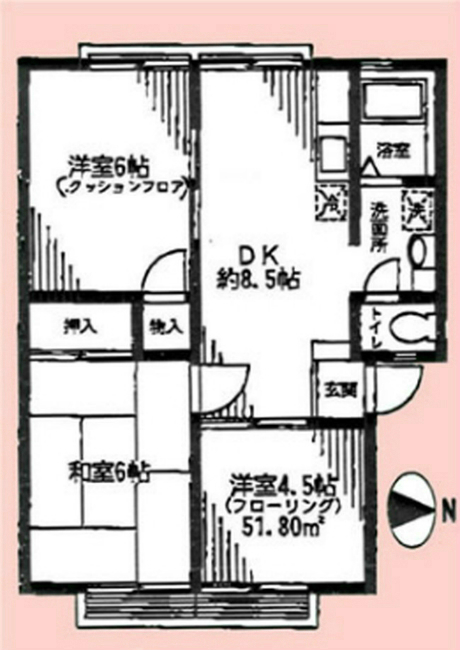 サンシティK（多磨霊園駅・T3-563）の間取り図