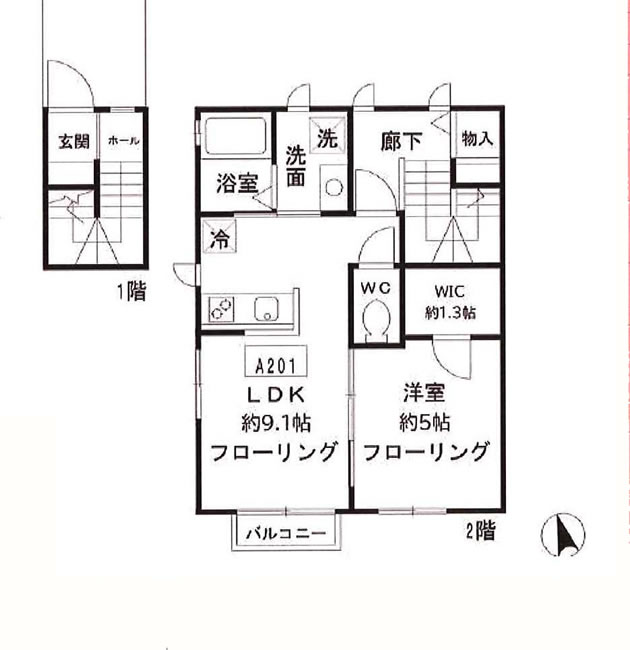 フラッツリバーサイド（中河原駅・T1-813）の間取り図