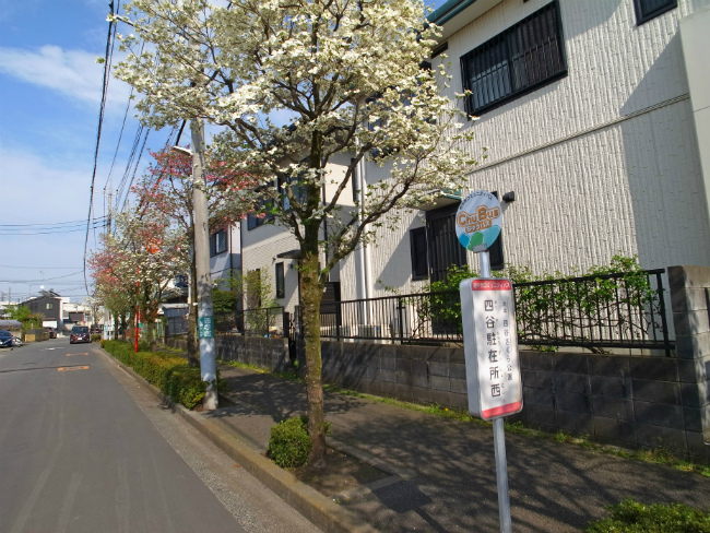 四谷駐在所西の停留所（改正前に撮影）