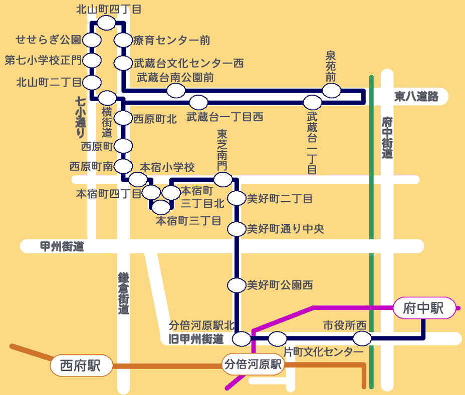 ちゅうバス北山町循環路線図