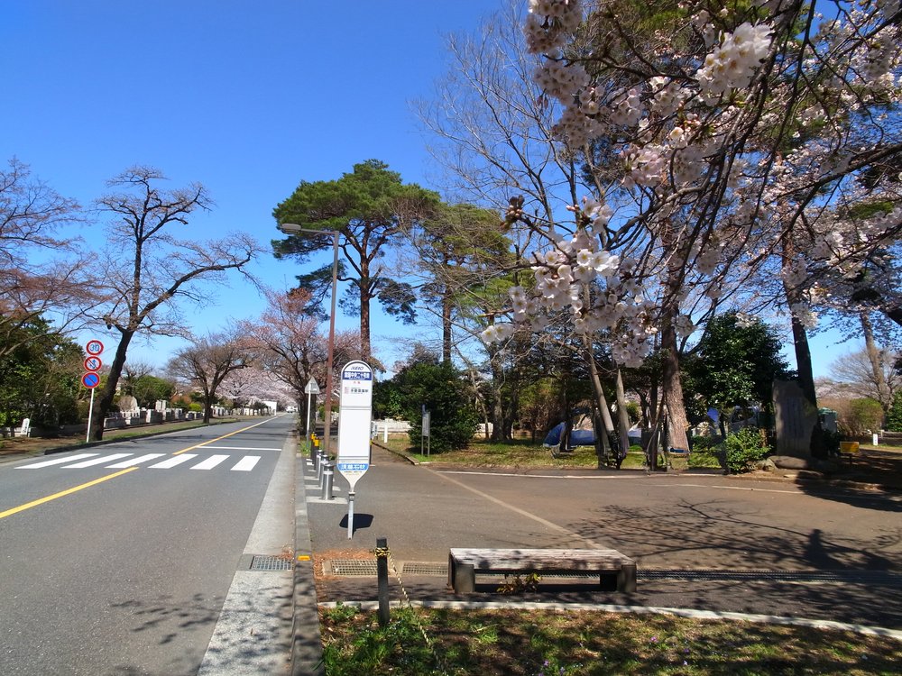 霊園中央二十号地の停留所（多磨霊園駅行き）