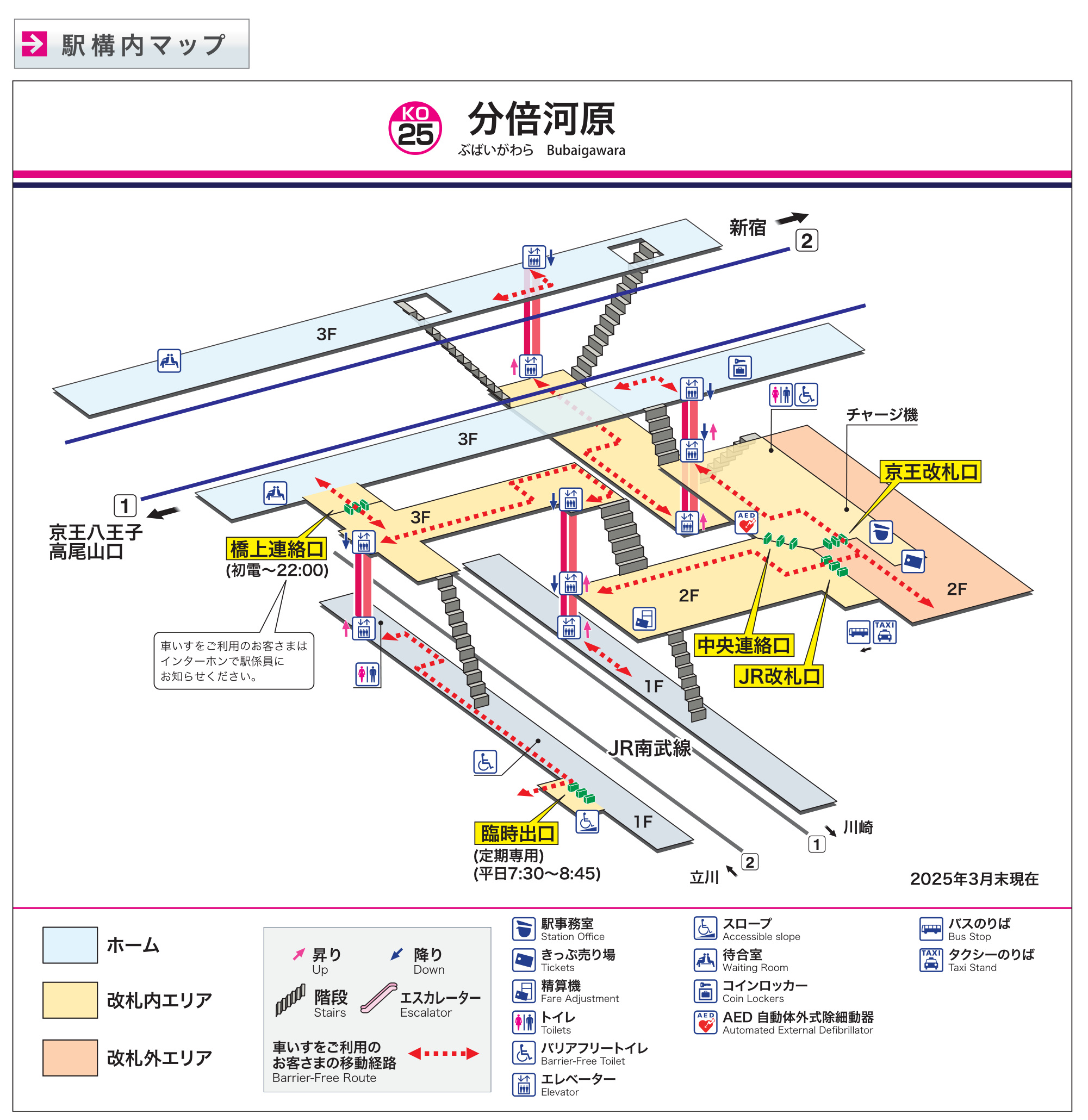 分倍河原駅の公式構内図（京王線・JR南武線）