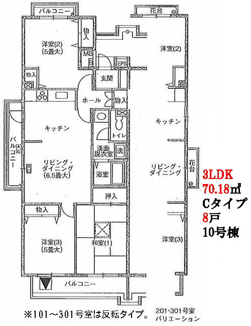 3LDK Cタイプ間取り