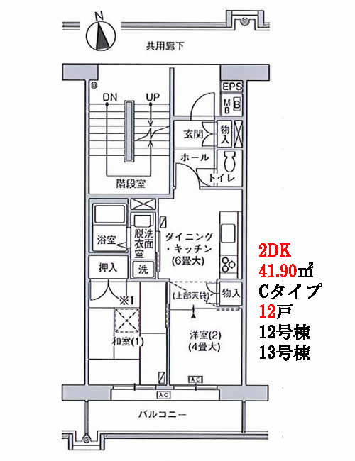 2DK Cタイプ間取り